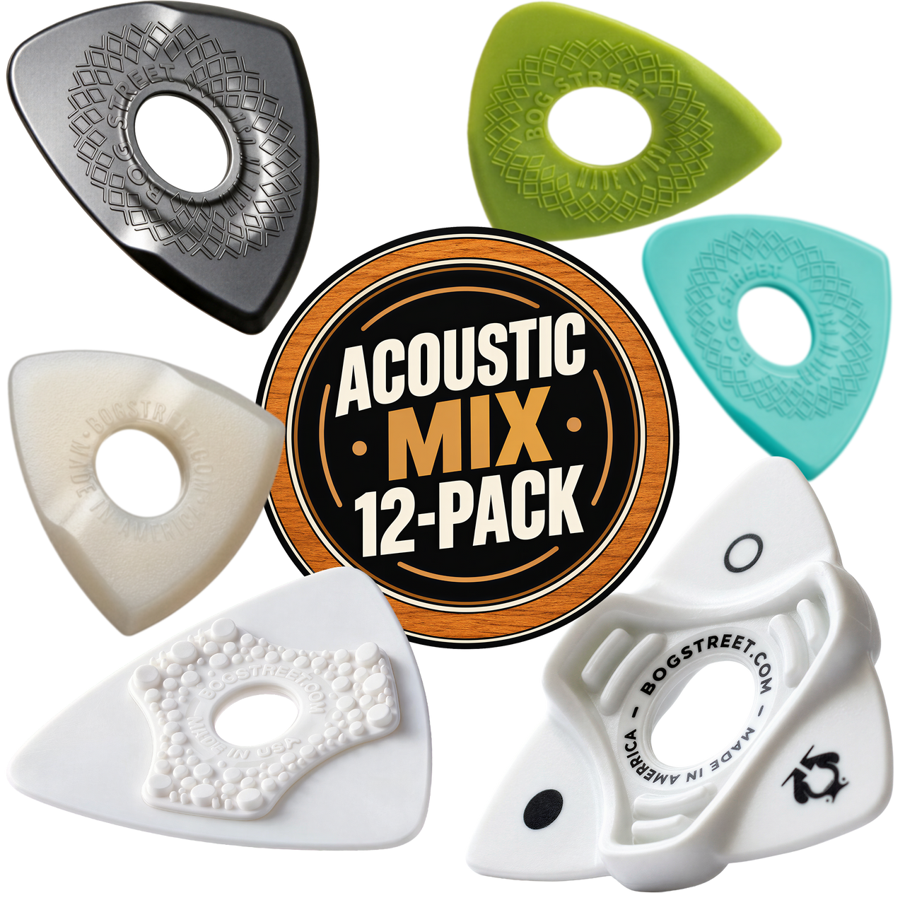 Bog Street Acoustic Mix – 12 Ergonomic Picks