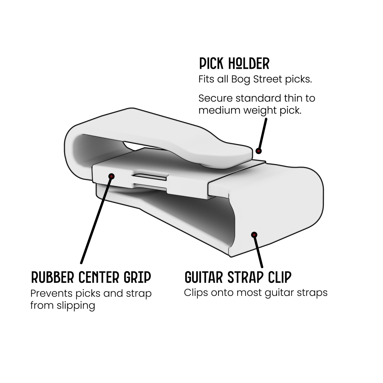 Pick Holder for Guitar Straps (3 Pack)