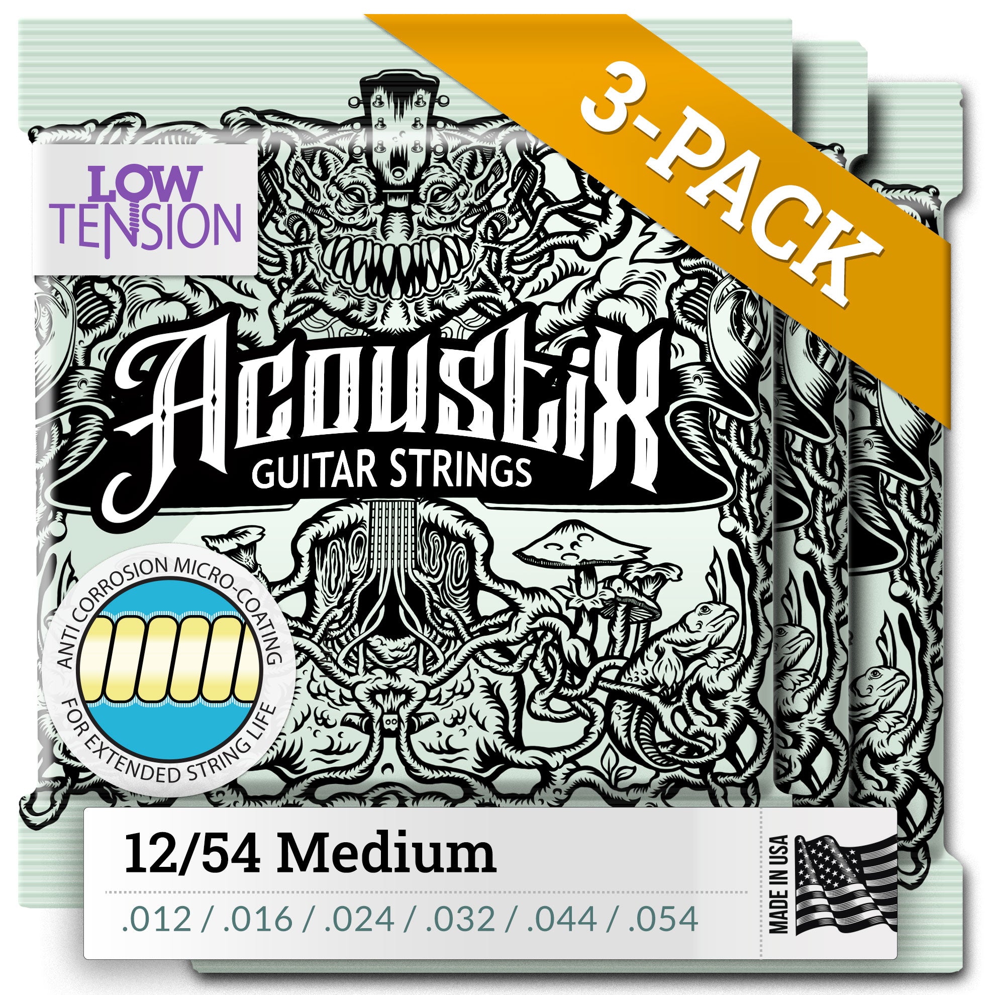 PARABOLIC (Low Tension) Acoustic Guitar Strings Phosphor Bronze Coated HexWound Bog Street